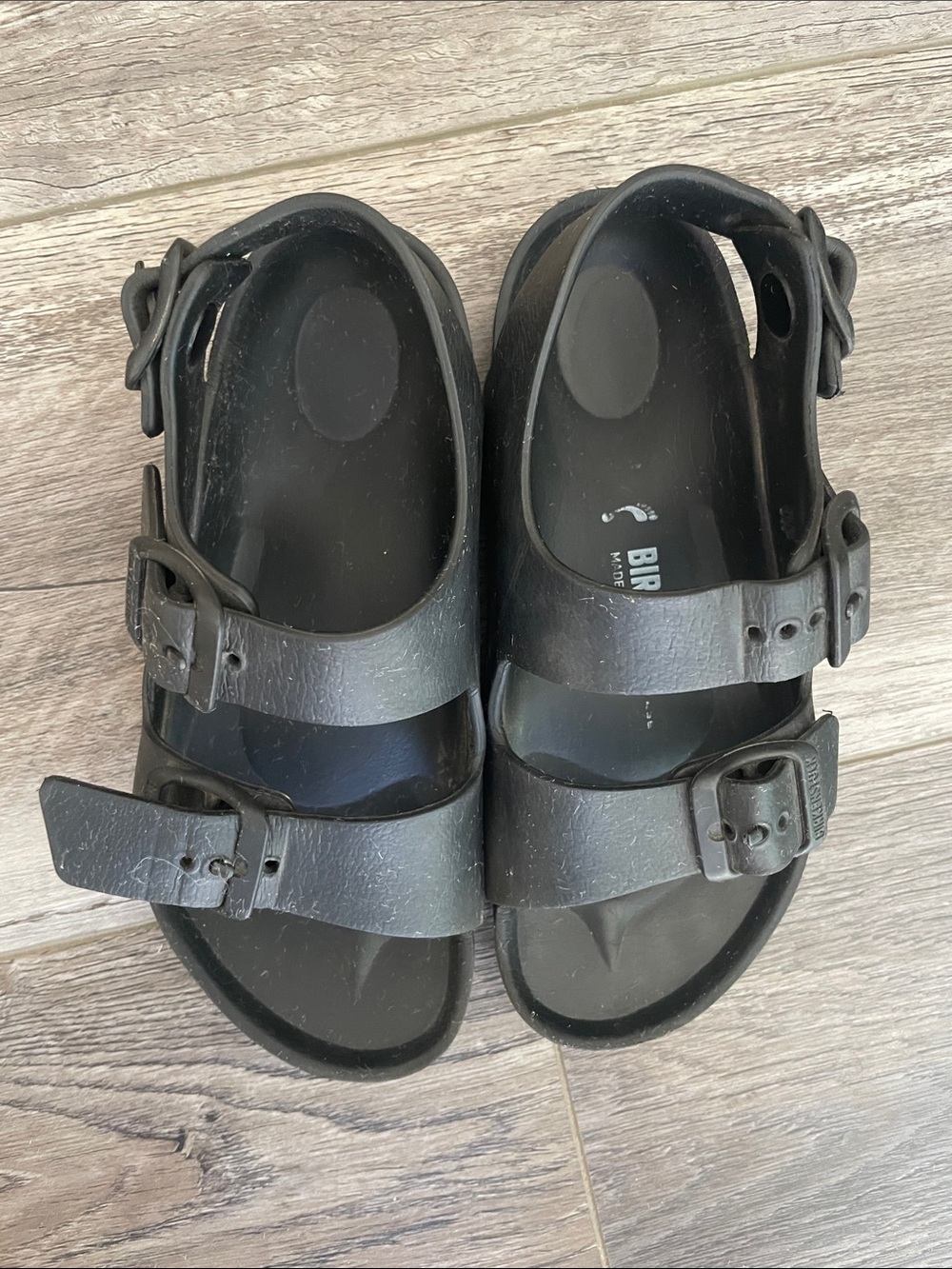 Birkenstock Kids Black Double-Strap Sandals for water